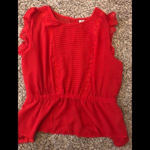 Red dressy chiffon peplum top